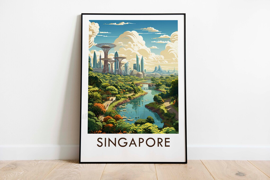 Singapore Supertree Grove City Skyline Garden Travel Photo Poster