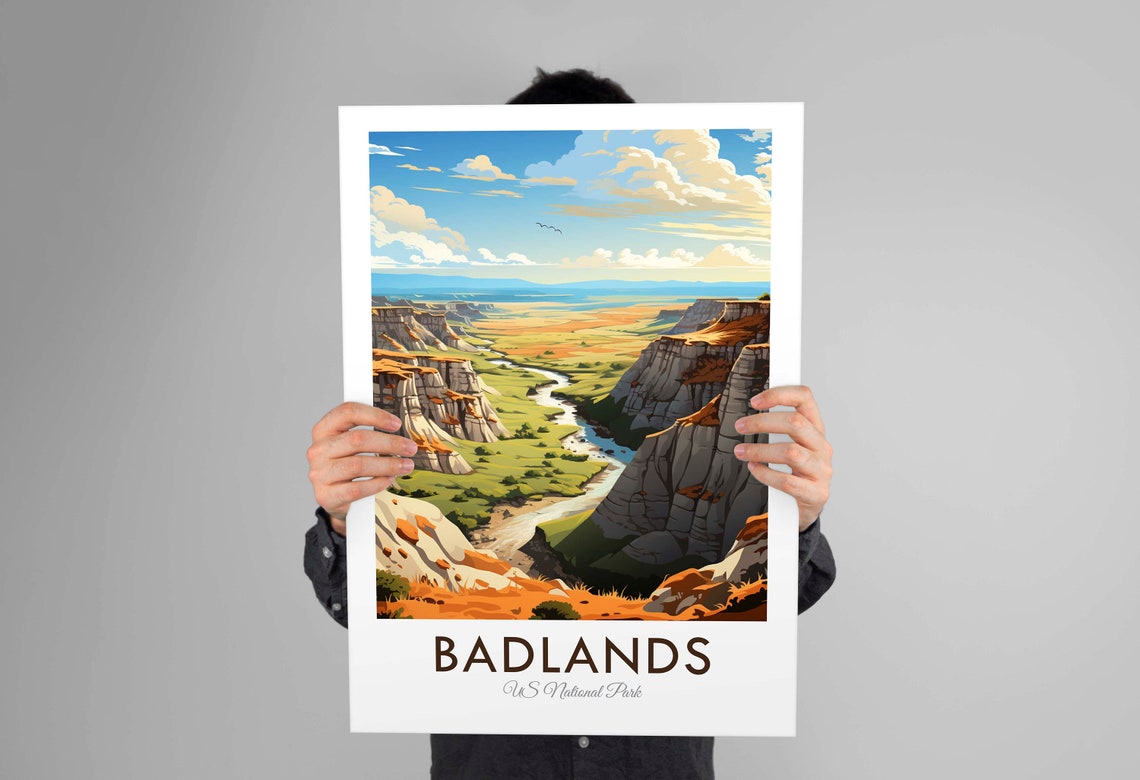 Badlands National Park South Dakota Canyon River Sunset Poster - Image 2