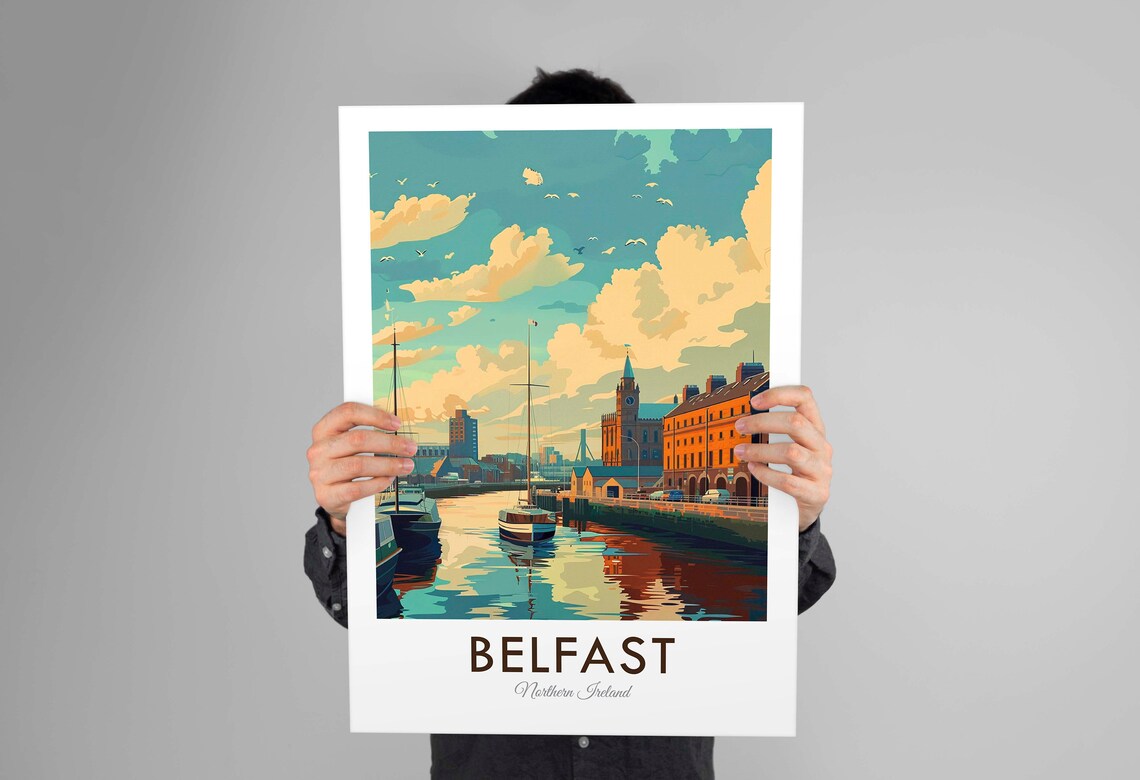 Belfast Northern Ireland Historic Harbor Sailboats Waterfront Poster - Image 3