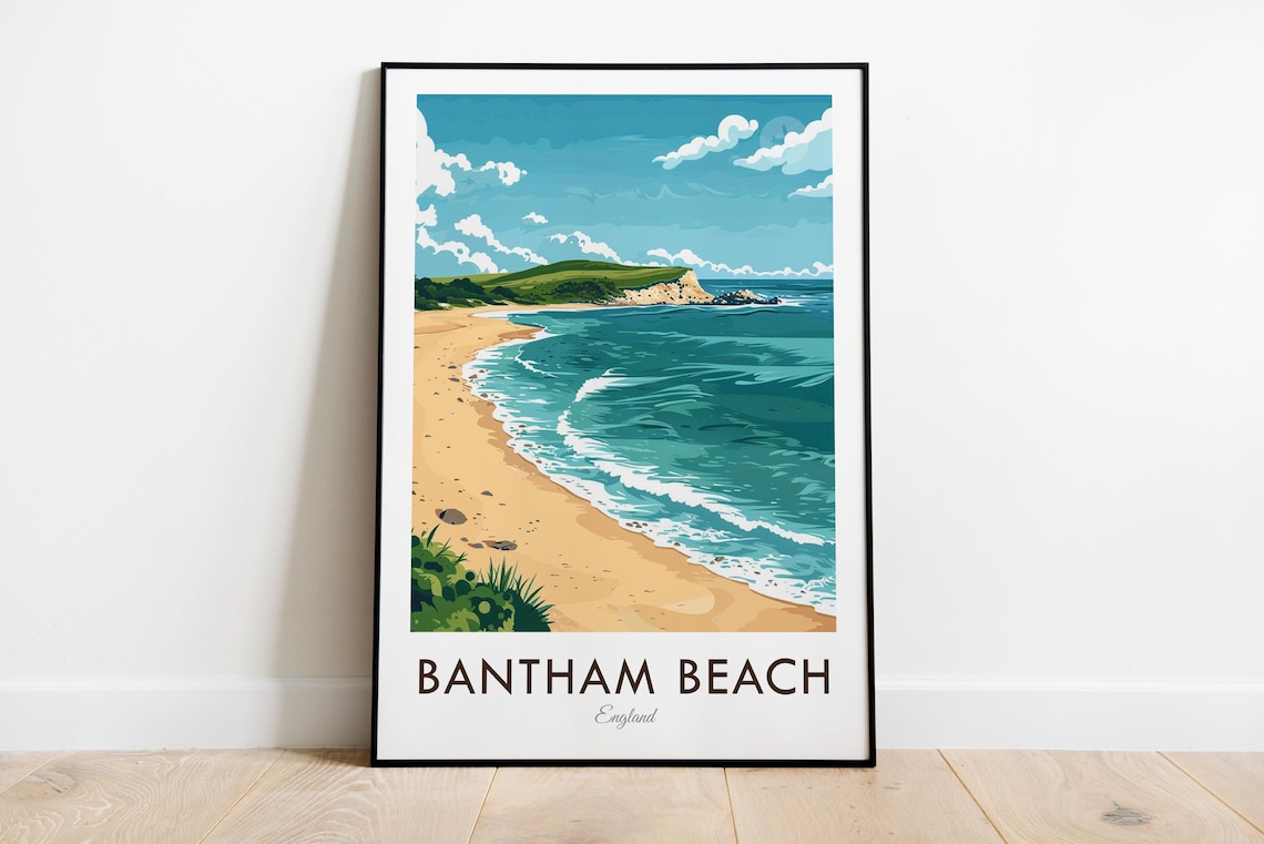 Bantham Beach England Vintage Style Travel Poster