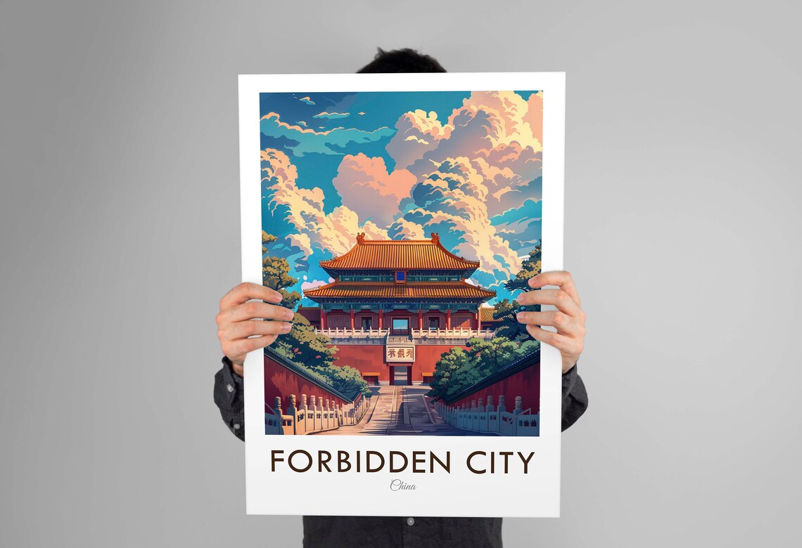 Forbidden City China Palace Gates Imperial Illustration Poster - Image 2