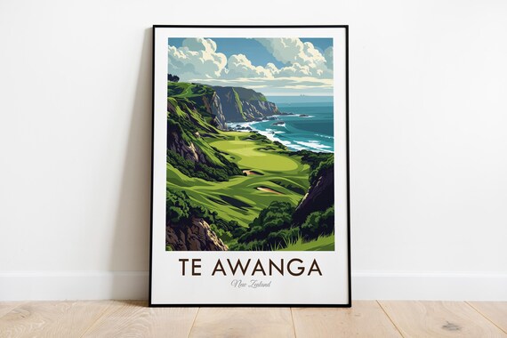 Te Awanga Golf Course New Zealand Vintage Style Travel Print Wall Art Home Decor Wall Hanging Art Lover Gift Decor