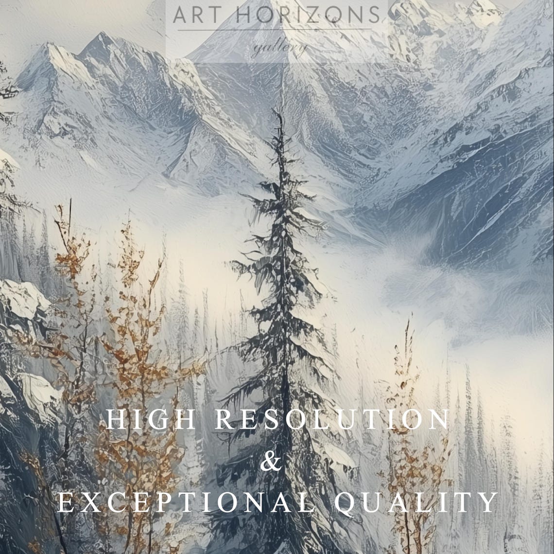 Majestic Snowy Mountain Peaks Pine Forest Misty Valley Winter Poster - Image 3