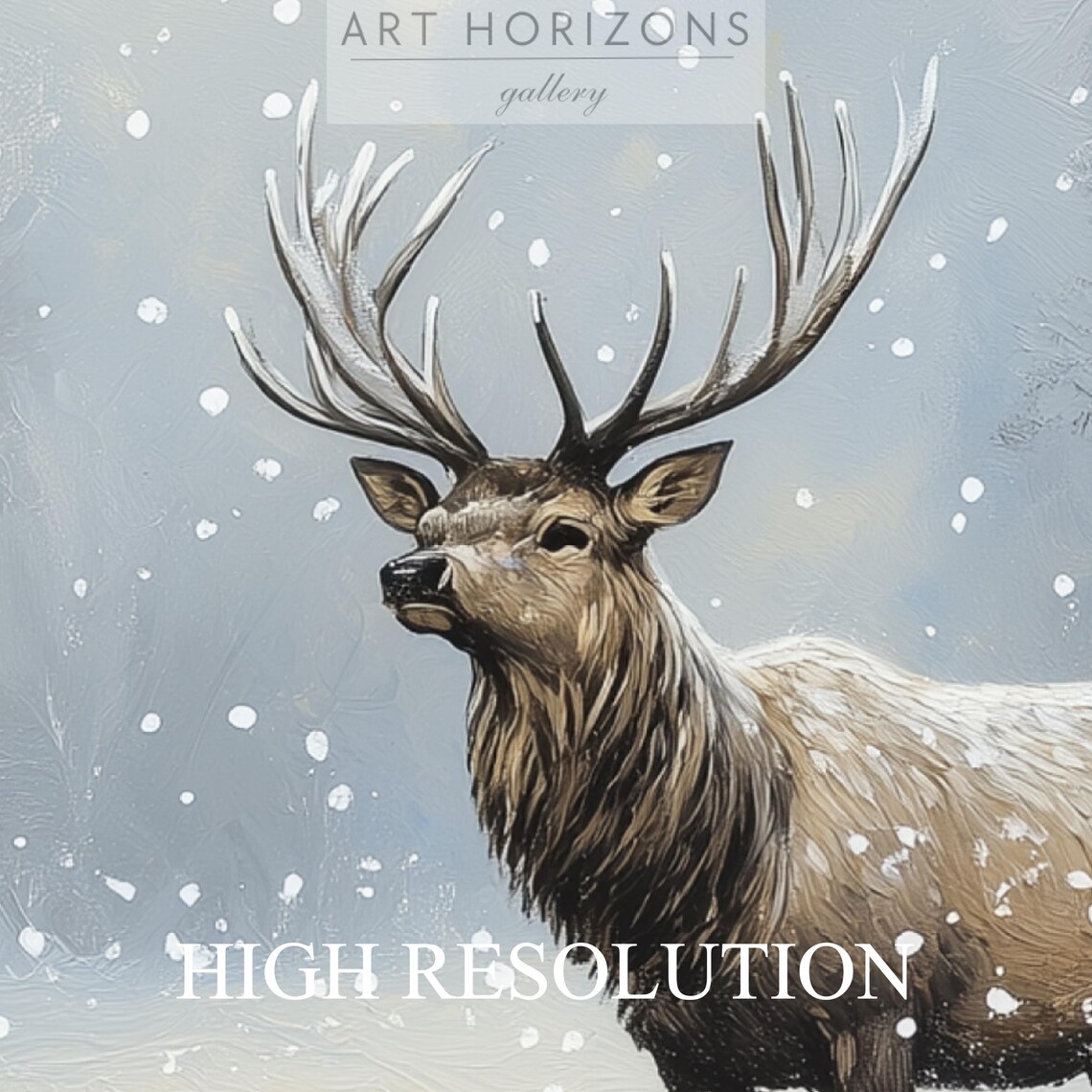 Vintage Deer In The Snowy Forest Print Winter Wall Art Deer Print Farmhouse Christmas Wall Art Country Painting Art A38 - Image 3
