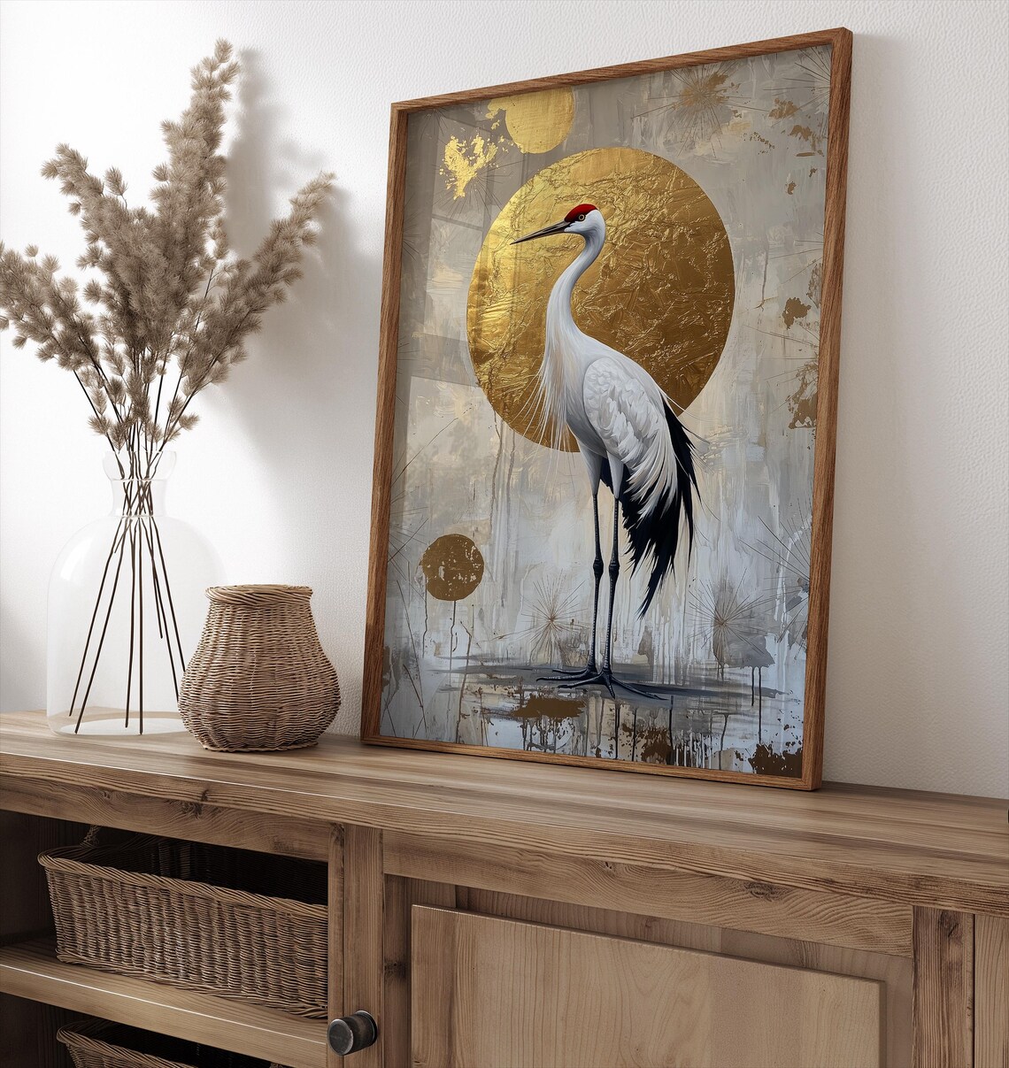 Japanese Crane Bird Painting, Wabi Sabi Art Print - Image 4