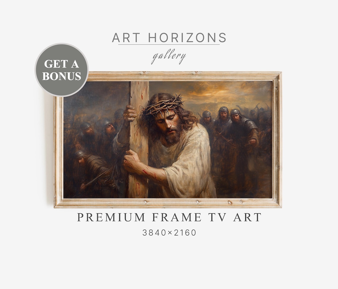Jesus Christ Carrying Cross, Calvary Oil Painting