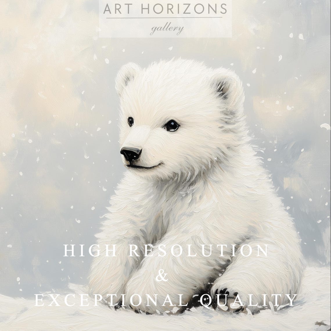 Baby Polar Bear Sitting Snow Soft Blue Sky Cute Winter Wildlife Poster - Image 3