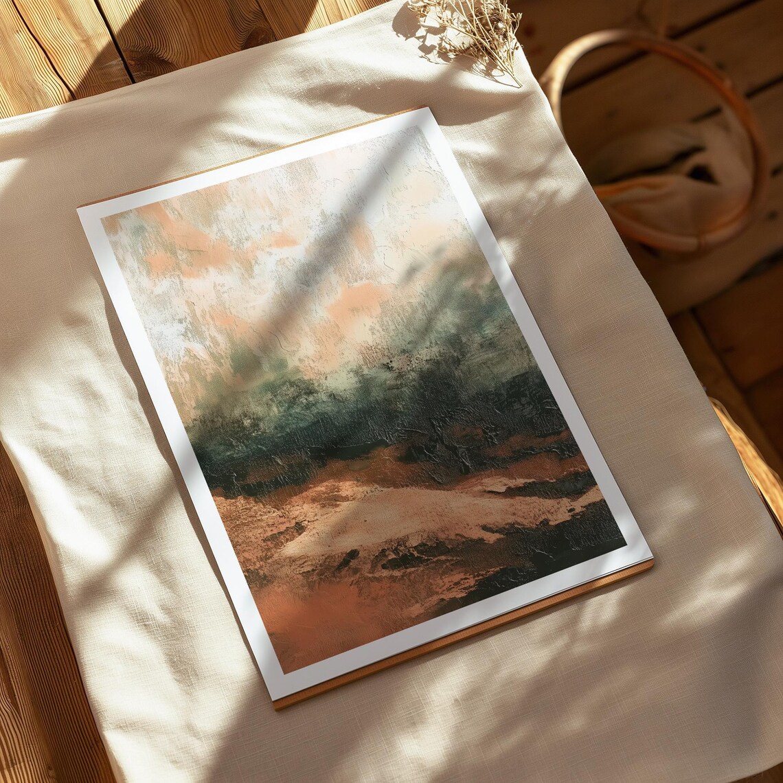 Abstract Landscape Oil Painting, Vintage Countryside Art - Image 2