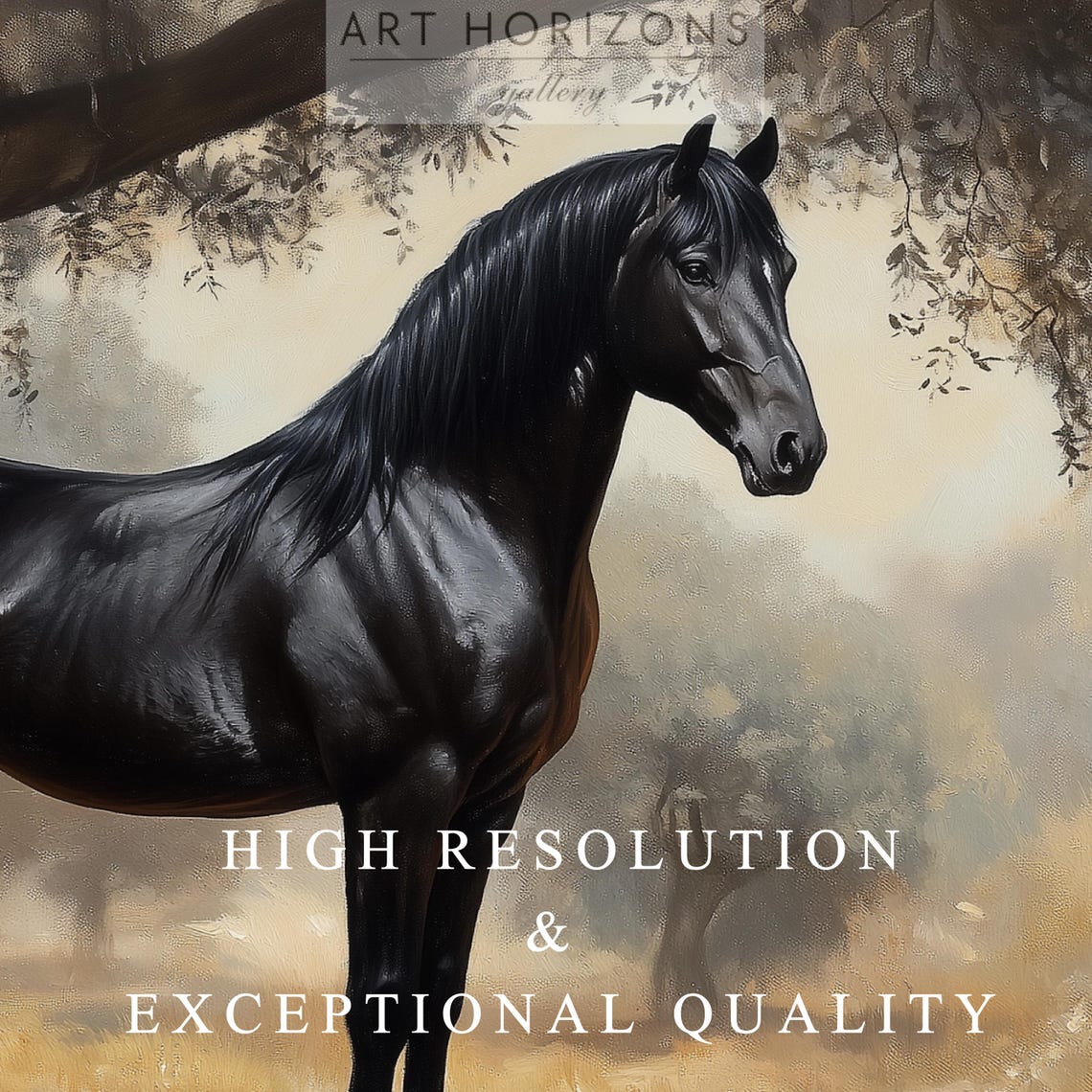 Vintage Black Horse Oil Painting Antique Vintage Horse Painting Frame Tv Art Country Farmhouse Art Frame Tv Art Tv61 - Image 3