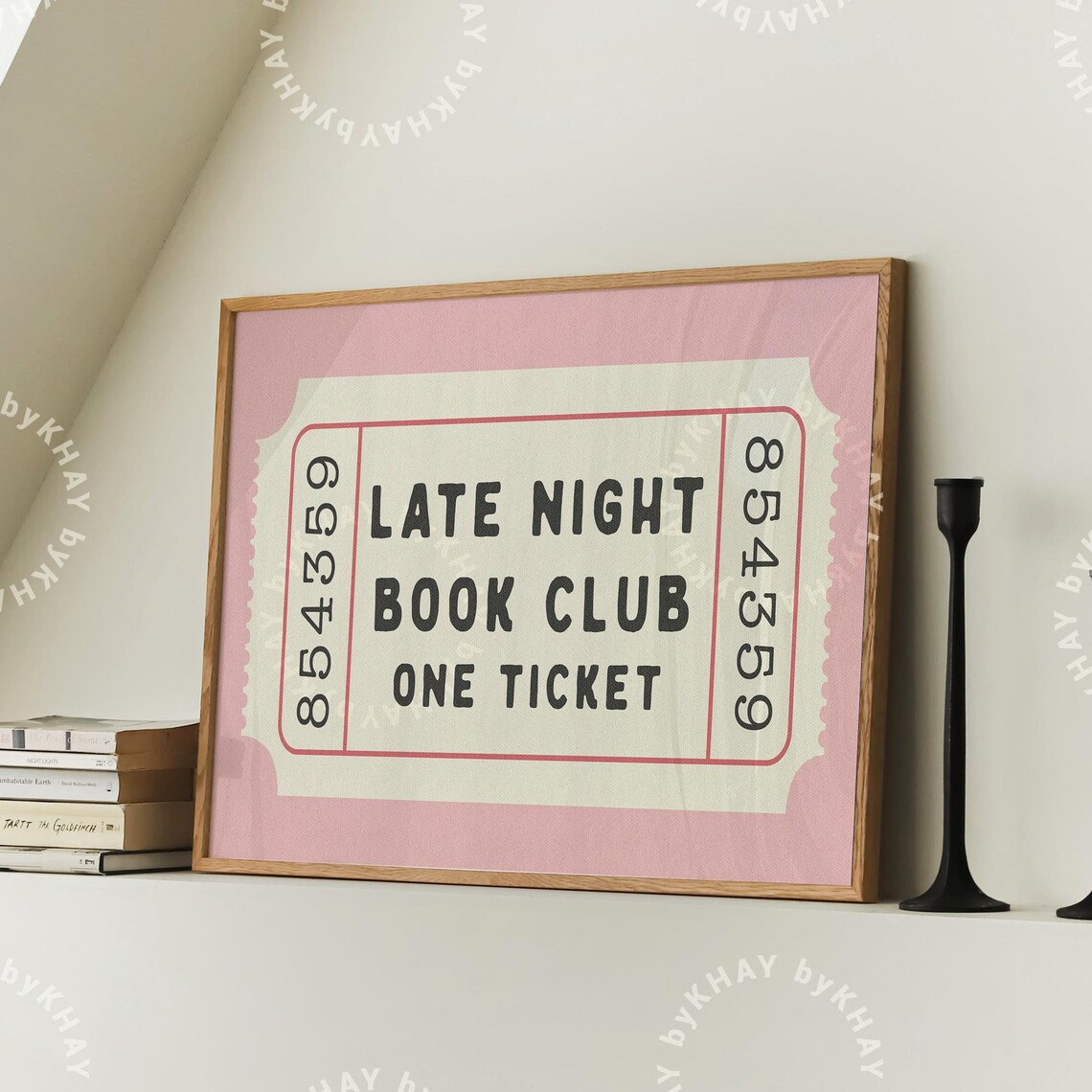 Late Night Book Club Ticket, Retro Preppy Art Print