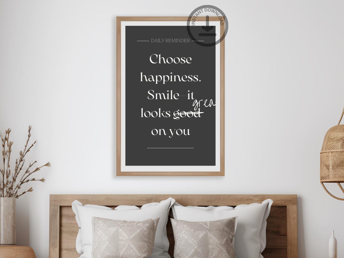 Choose Happiness Daily Reminder Three Color Background Poster - Image 3