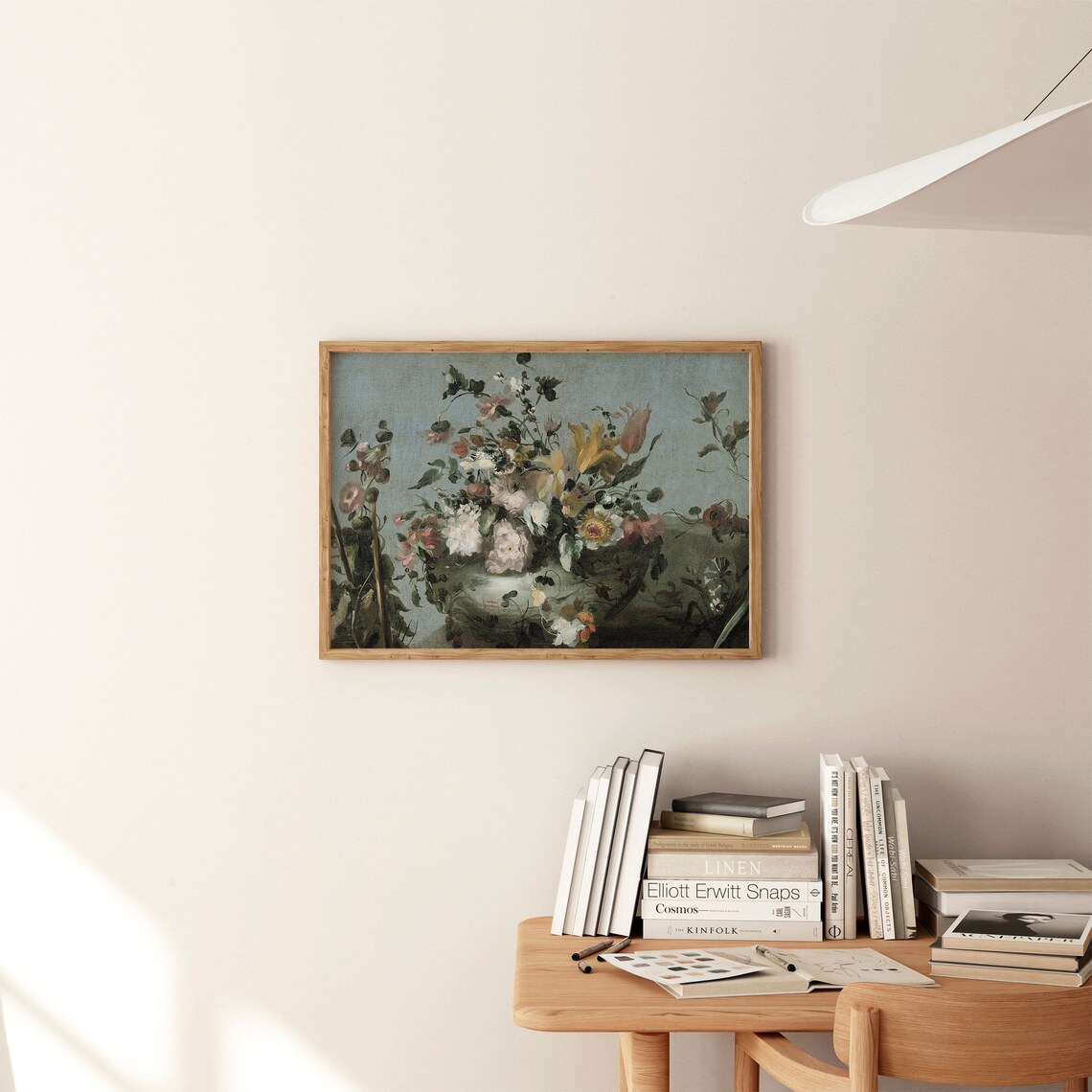 Vintage Blue Floral Still Life Art Print - Image 4