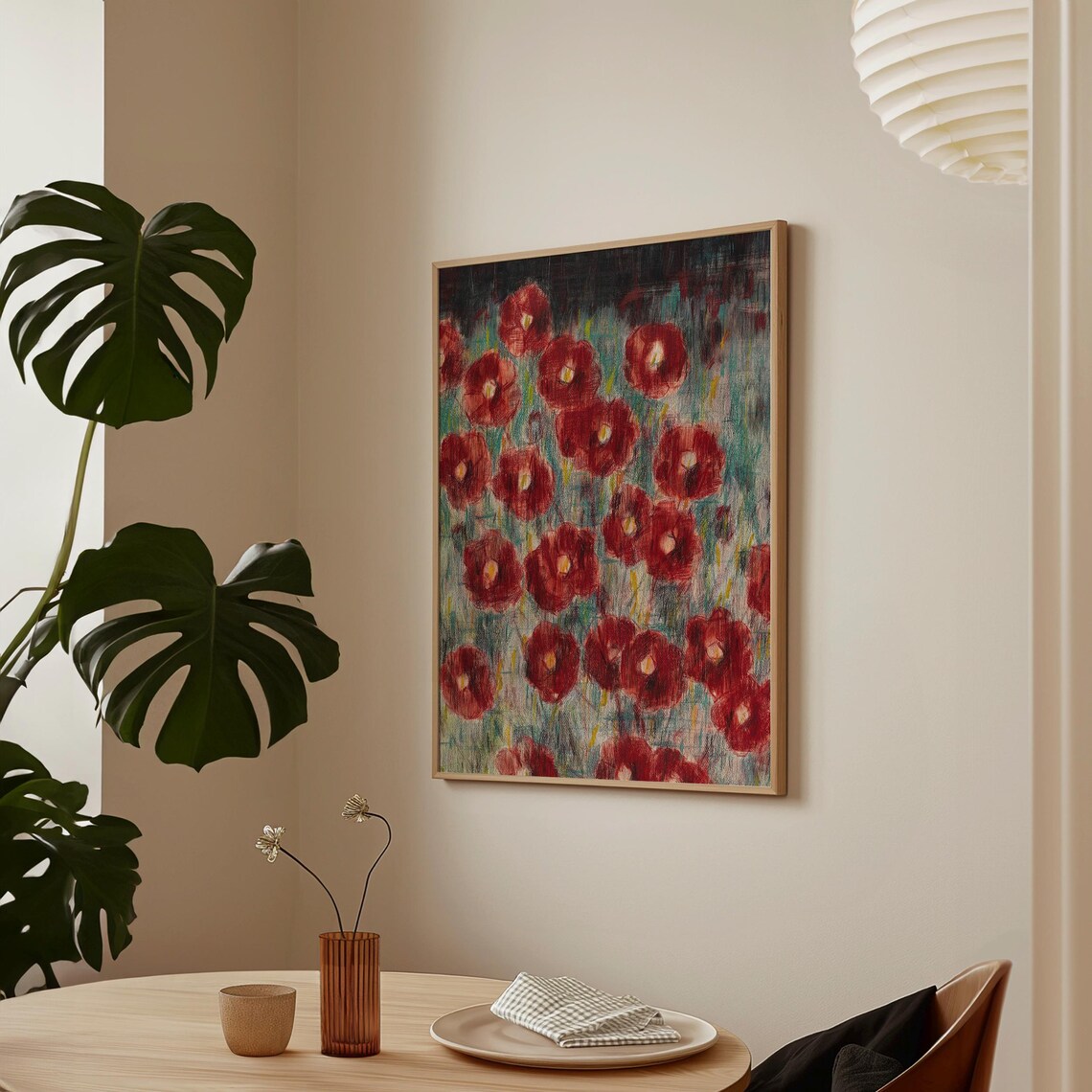 Vintage Red Poppies Abstract Floral Art Print - Image 4