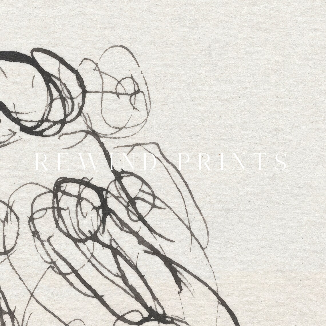 Vintage Abstract Line Figure Drawing Neutral Ink Sketch Minimal Wall Art - Image 3