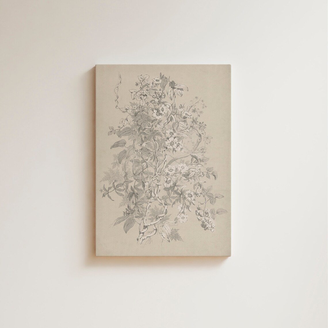 Vintage Muted Floral Art Print, Neutral Botanical Decor - Image 3