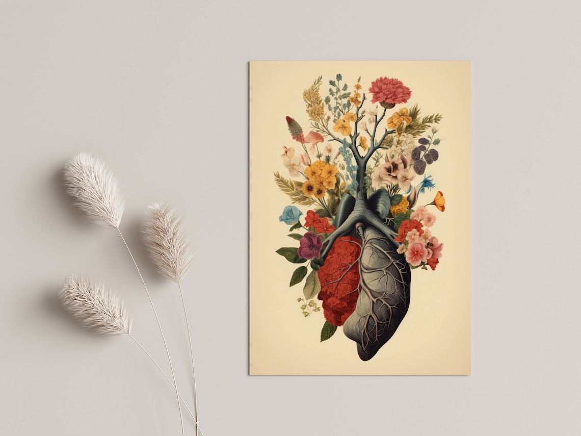 Vintage Botanical Anatomy Heart Art Print
