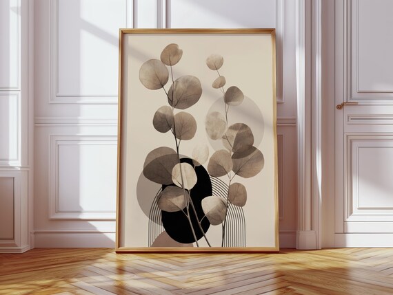 Minimalist Hallway Design Modern Plant Illustration Wall Art Scandinavian Poster Beige Calming Living Room Decor