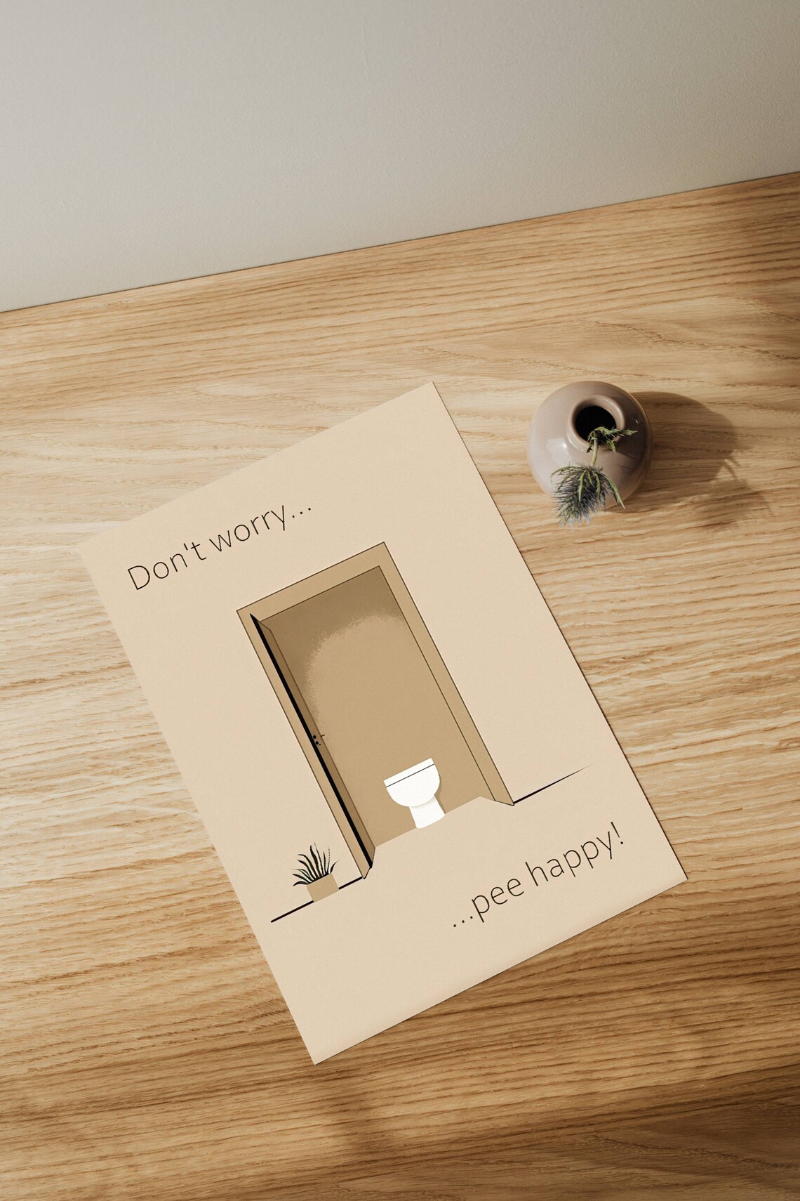 Funny Boho Bathroom Humor Poster, Minimalist Art Print