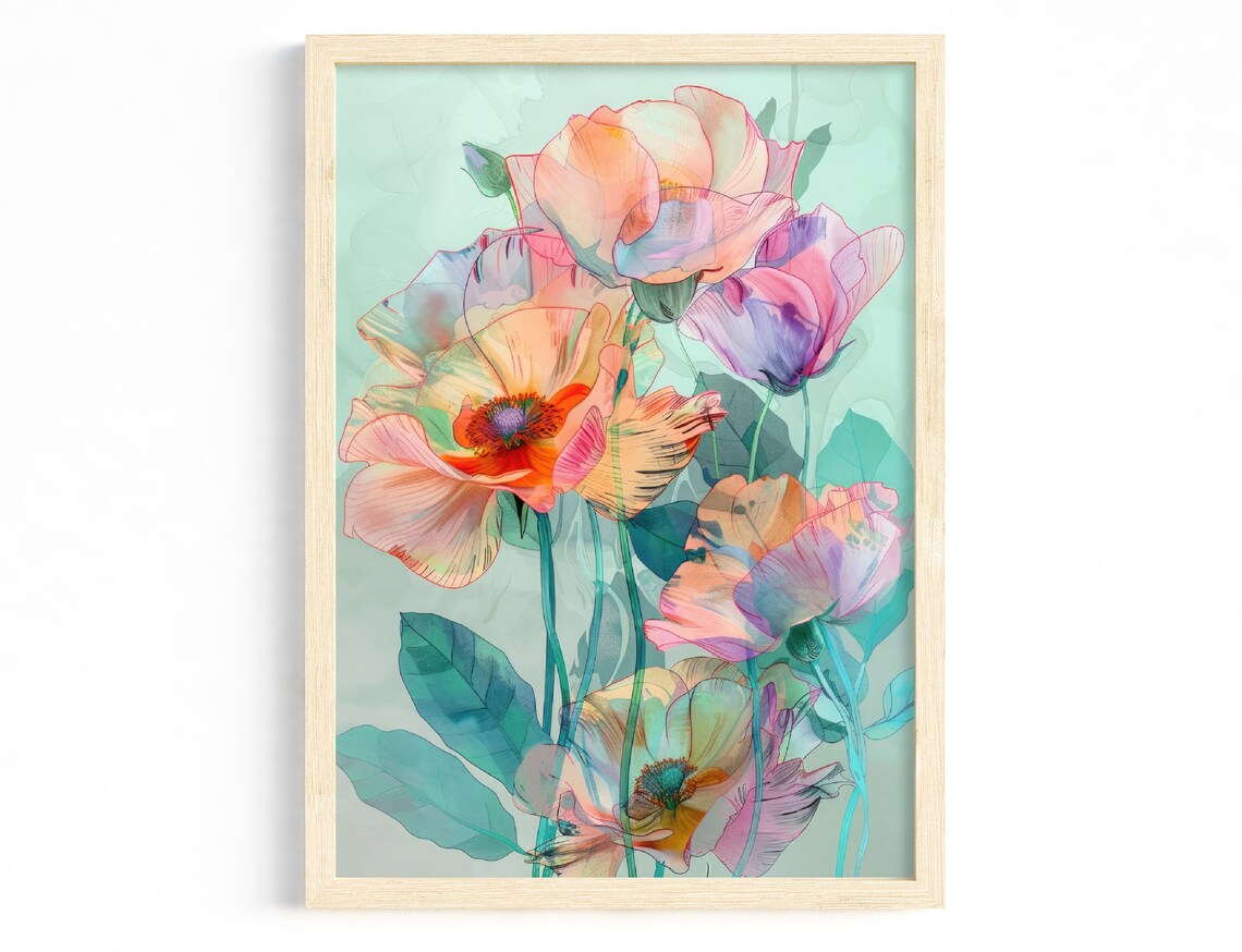 Floral Watercolor Boho Art Print, Modern Romantic Decor