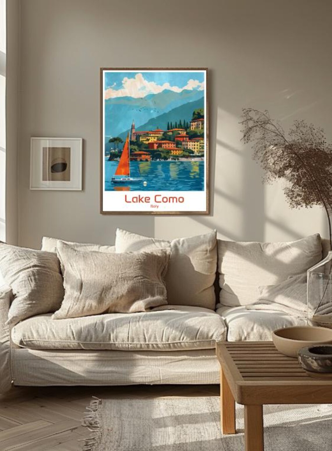 Lake Como Italy Sailboat Lakeside Village Alpine Travel Poster - Image 3