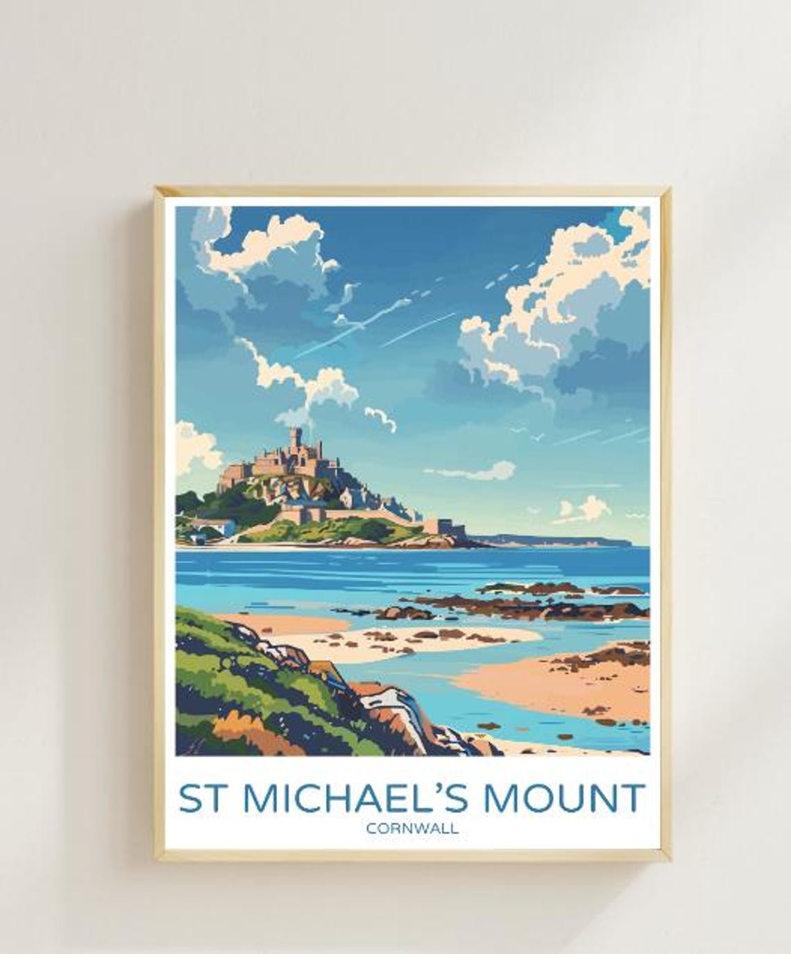 St Michaels Mount Cornwall Travel Poster With Castle Island View