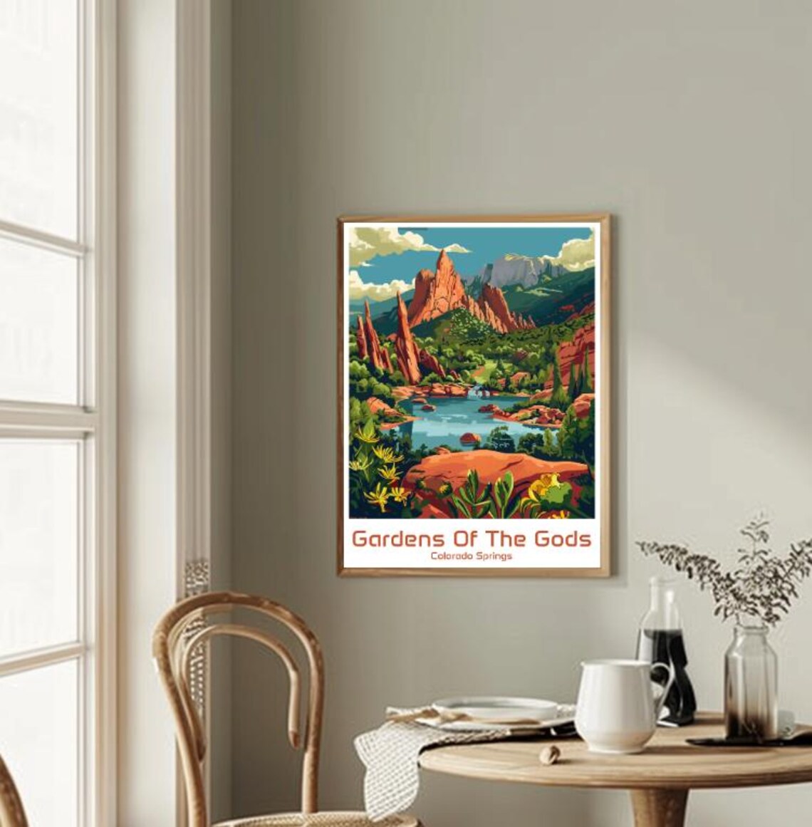 Gardens of the Gods Colorado Springs Travel Poster Red Rock Formations Scene - Image 2