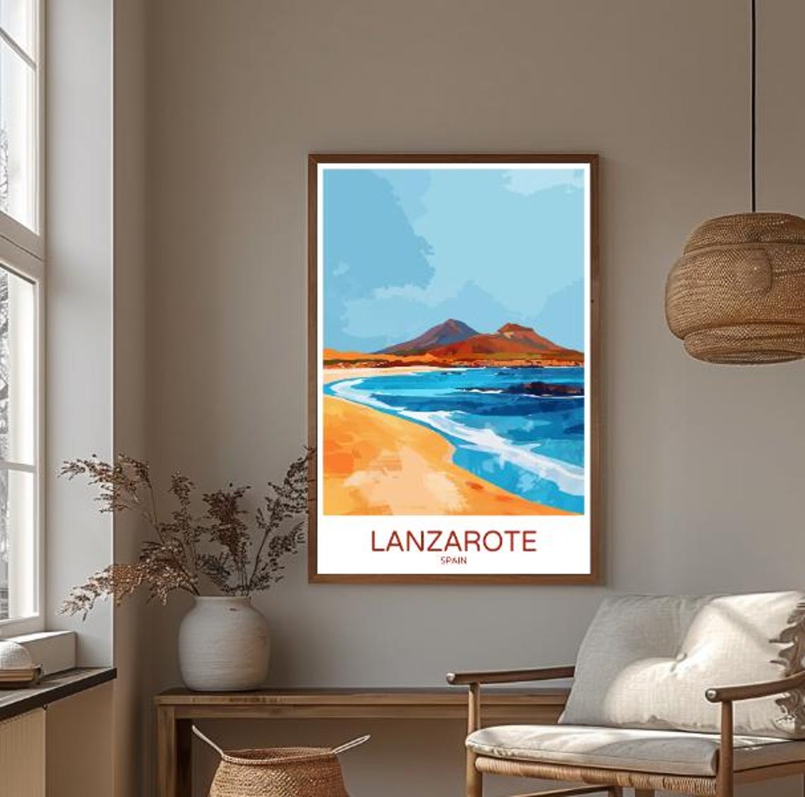 Lanzarote Spain Volcanic Island Golden Beach Seaside Travel Poster - Image 3