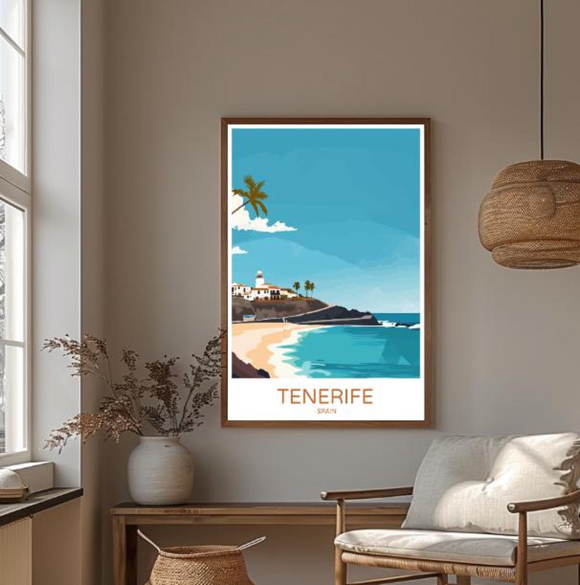 Tenerife Spain Canary Island Beach Cliff Town Sunny Travel Poster - Image 3