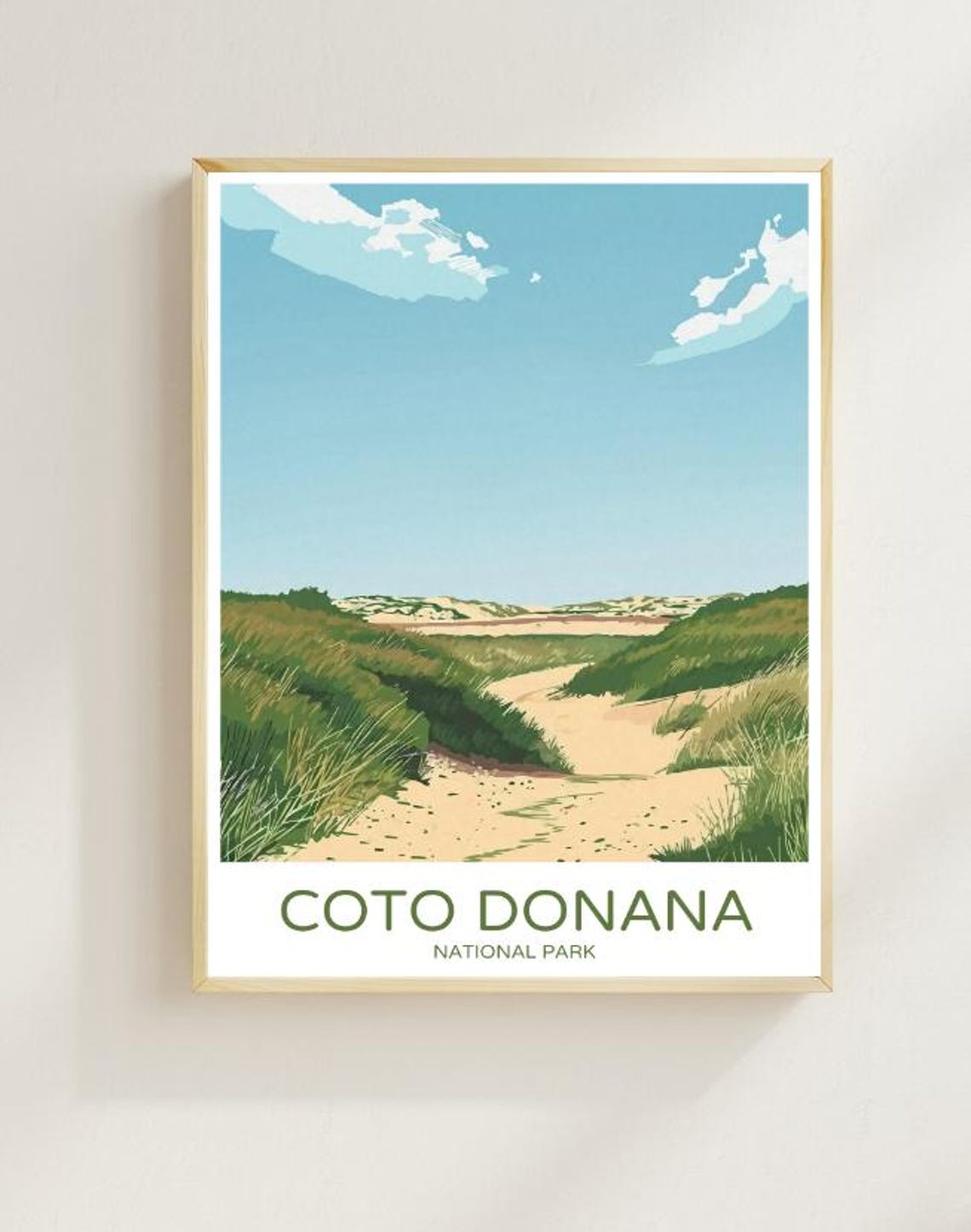Coto Donana National Park Coastal Dunes Travel Illustration Poster