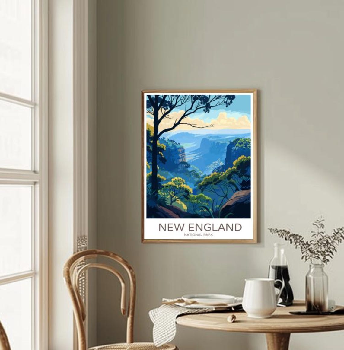 New England National Park Blue Valley Forest Vintage Travel Poster - Image 2