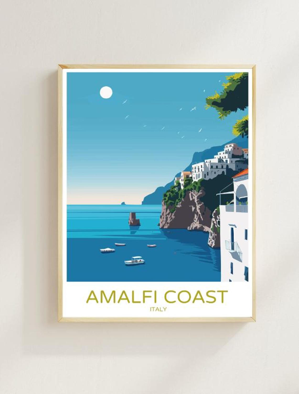 Amalfi Coast Travel Poster Beautiful Wall Art Of Italys Scenic Coastline Mediterranean Views Cliffside Villages Italy Travel Print