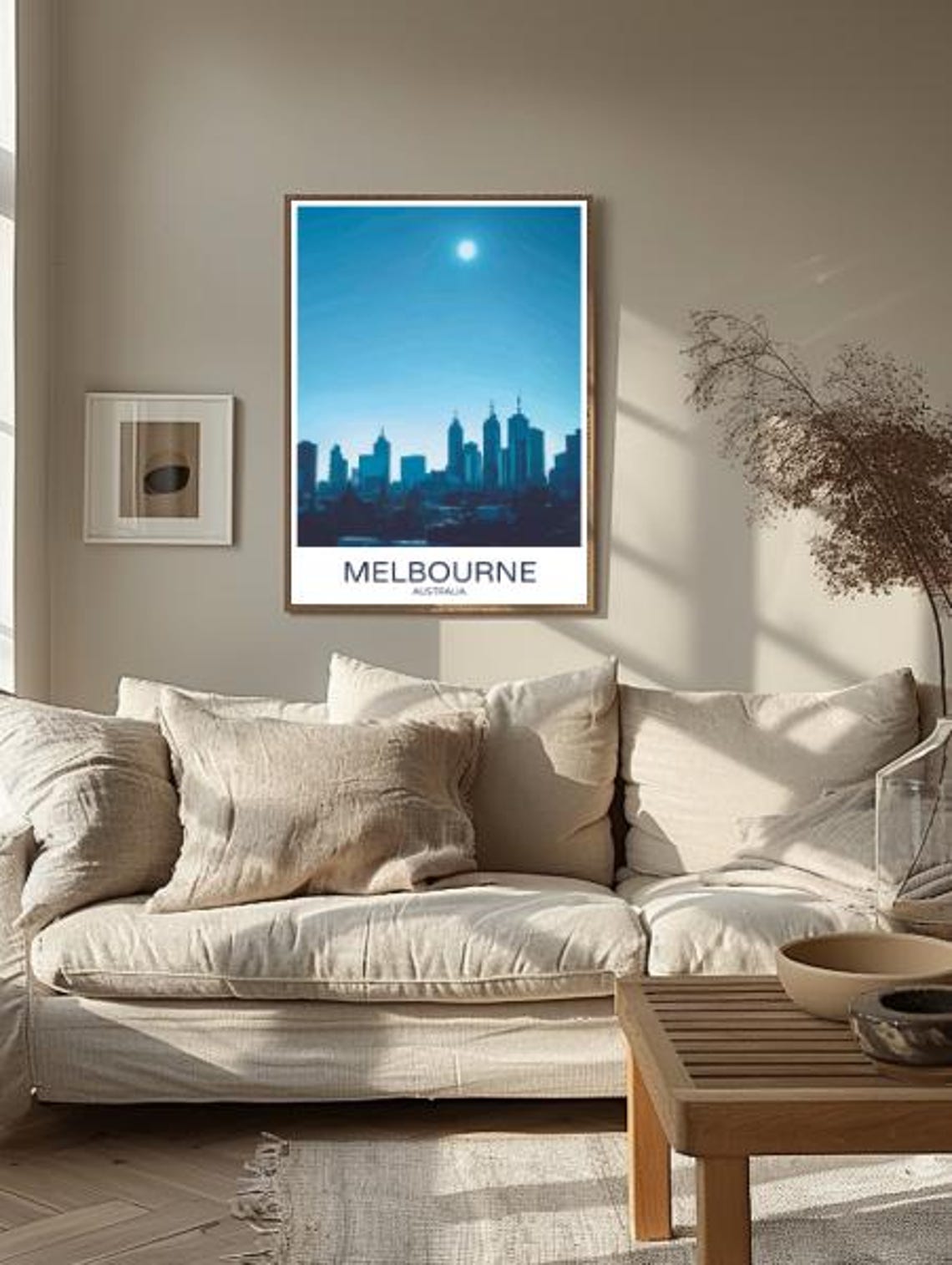 Melbourne Australia Travel Poster Blue Skyline Scene Art Decor - Image 2