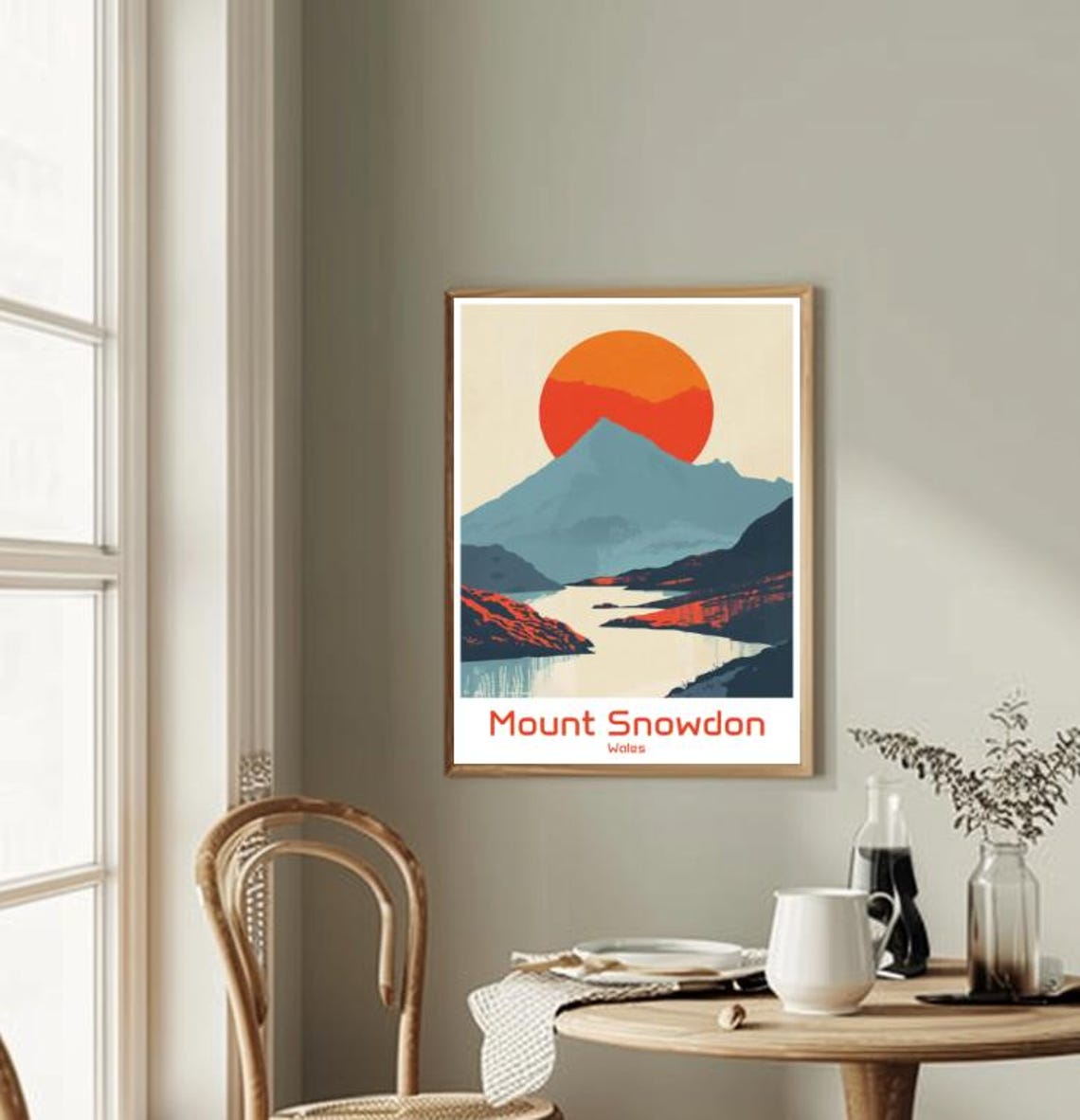 Mount Snowdon Wales Mountain Lake Sunset Vintage Travel Poster - Image 2