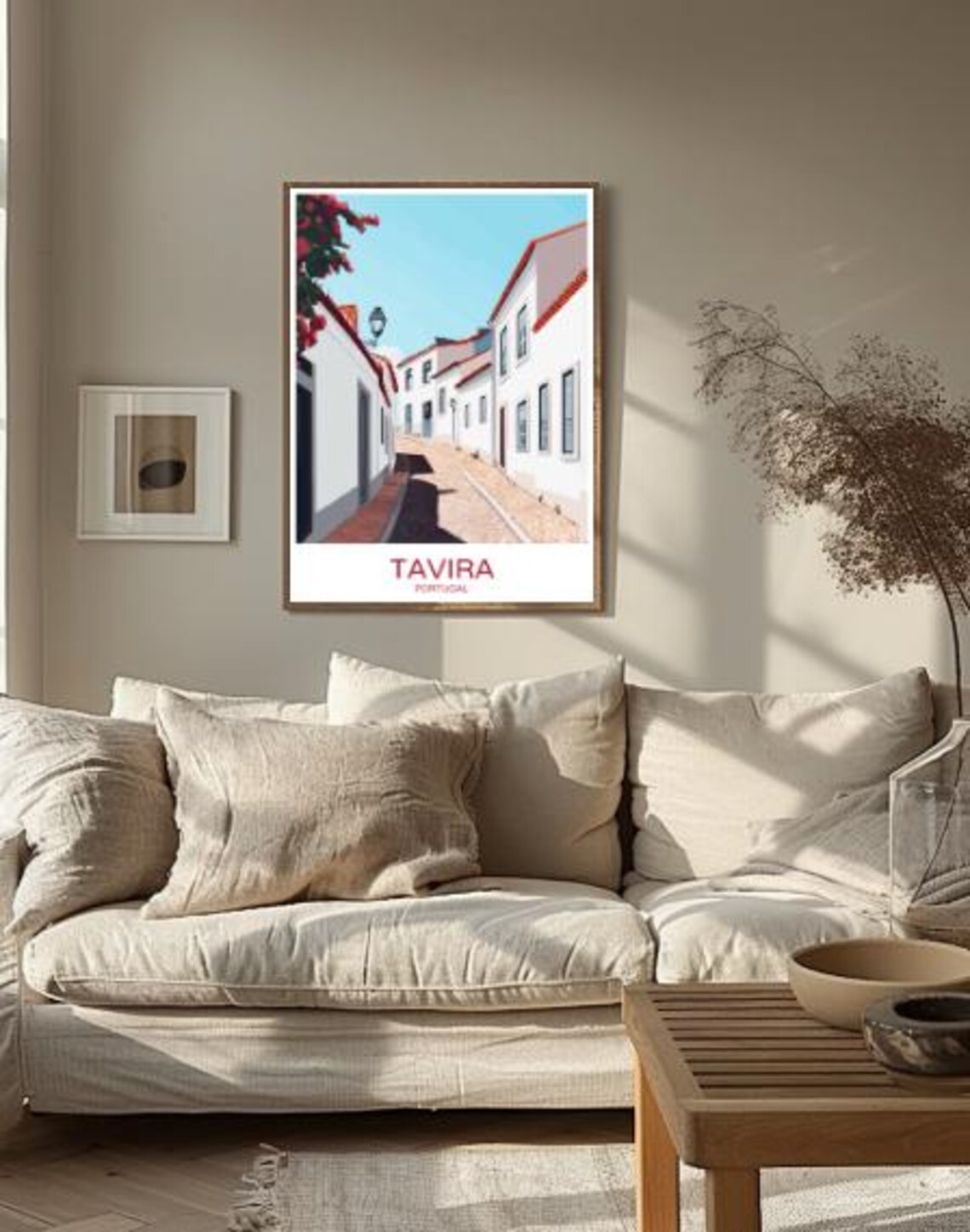 Tavira Portugal Whitewashed Old Town Street Vintage Travel Poster - Image 2
