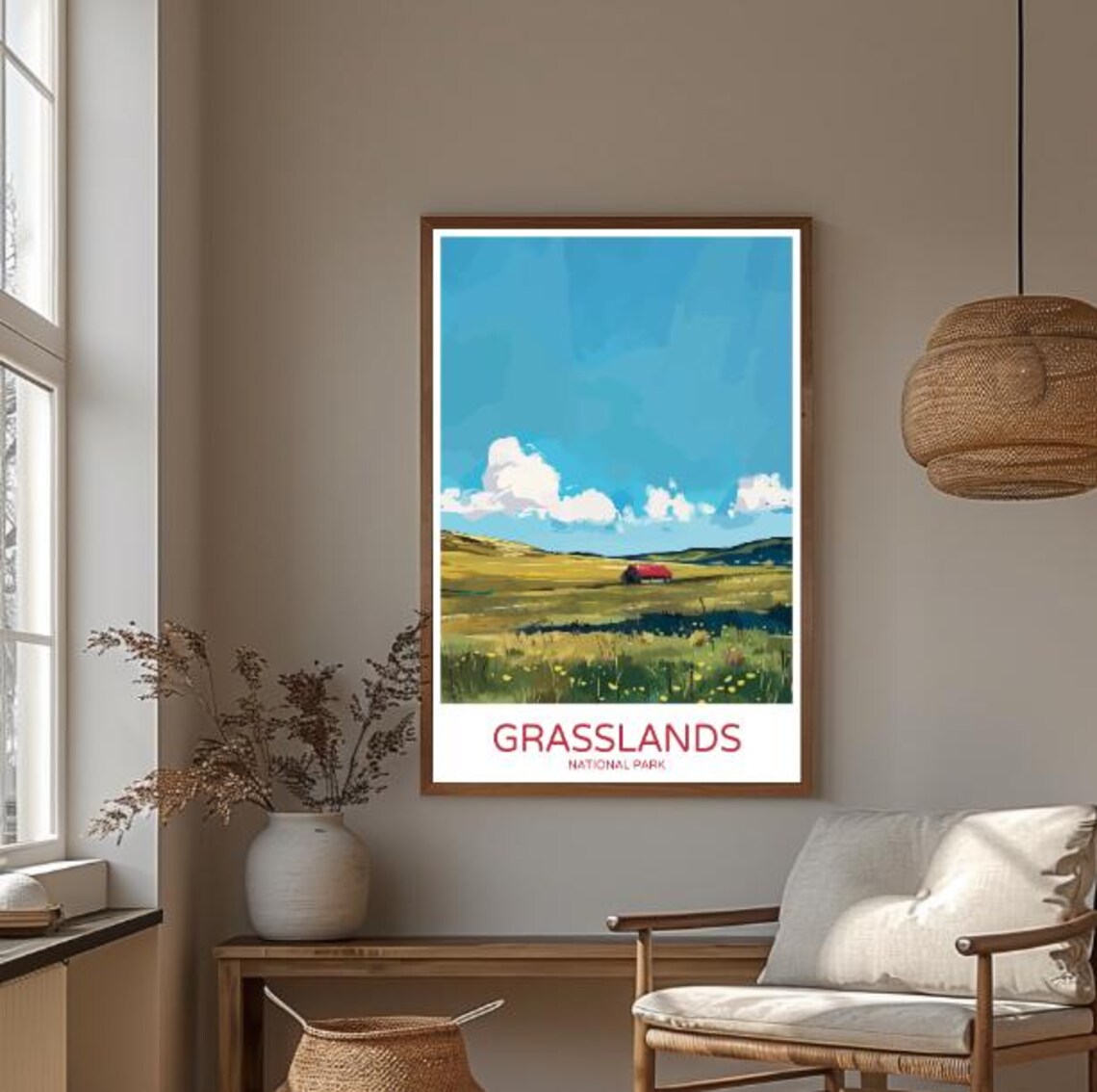 Grasslands National Park Travel Poster With Prairie And Barn Scene - Image 3