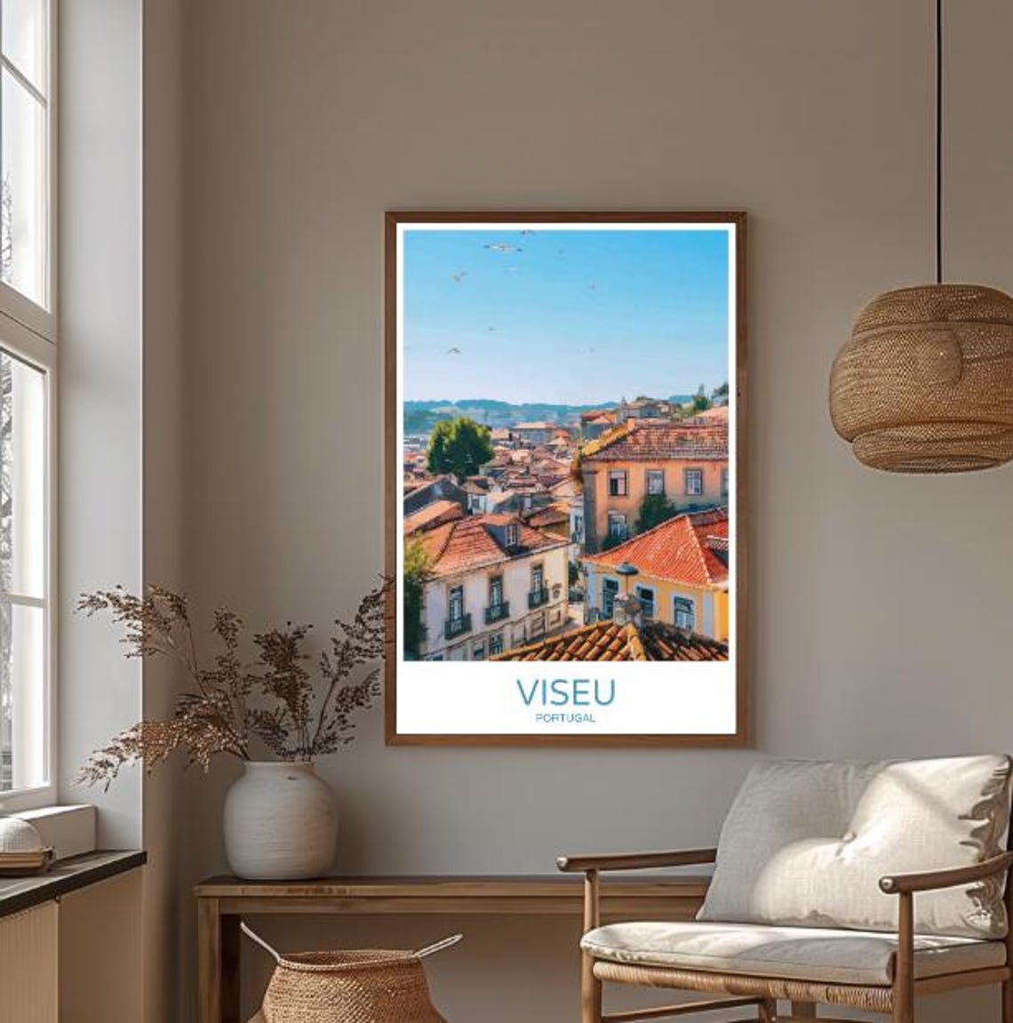 Viseu Portugal Travel Poster Historic Cityscape Wall Art Portuguese Landscape Print Viseu Decor Portuguese Town Art - Image 3