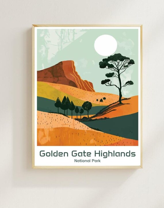 Golden Gate Highlands National Park Hillside Tree Art Poster