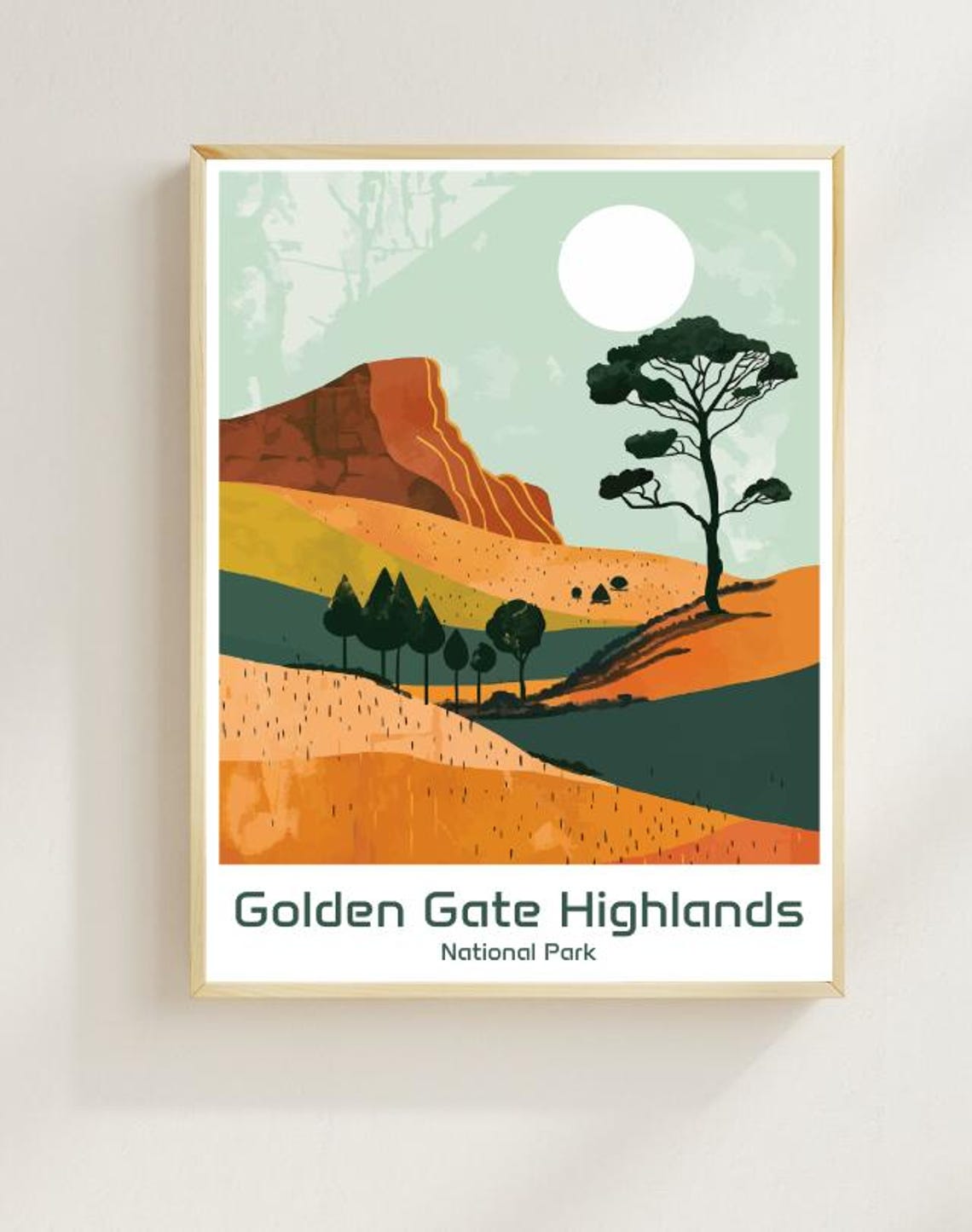 Golden Gate Highlands National Park Hillside Tree Art Poster