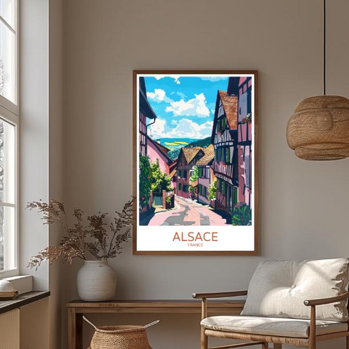 Alsace Travel Poster France Wine Region Wall Art Scenic Village Print French Countryside Decor Travel Gift Artwork For Home - Image 3