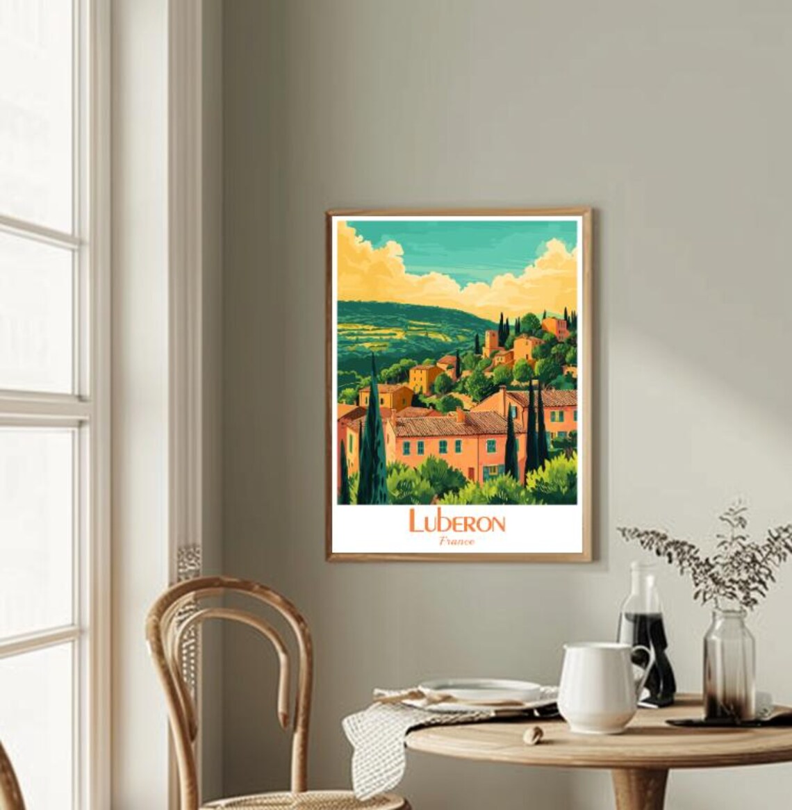 Luberon France Provence Village Cypress Vintage Travel Poster - Image 2
