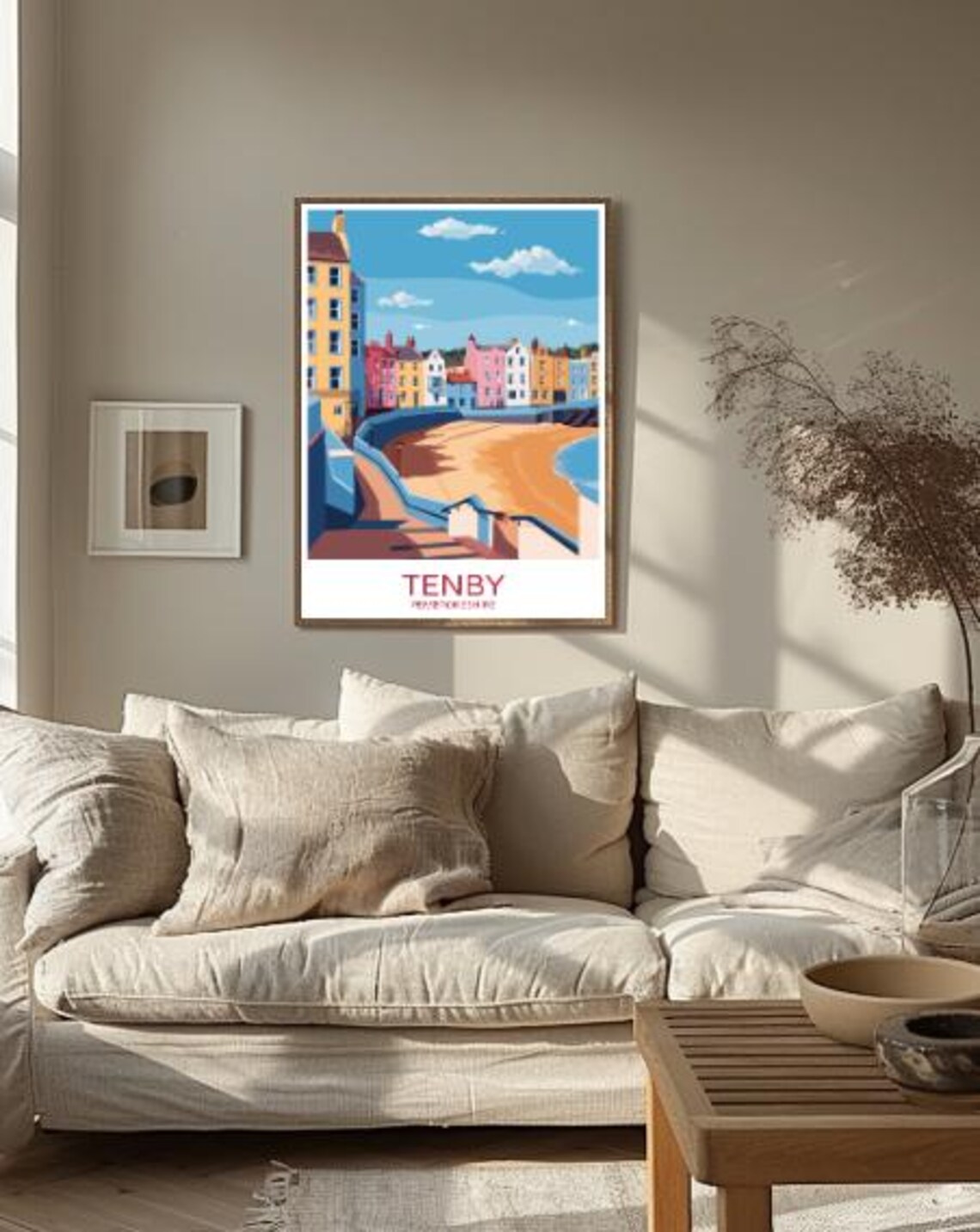 Tenby Pembrokeshire Colorful Coastal Wales Town Travel Wall Art - Image 2