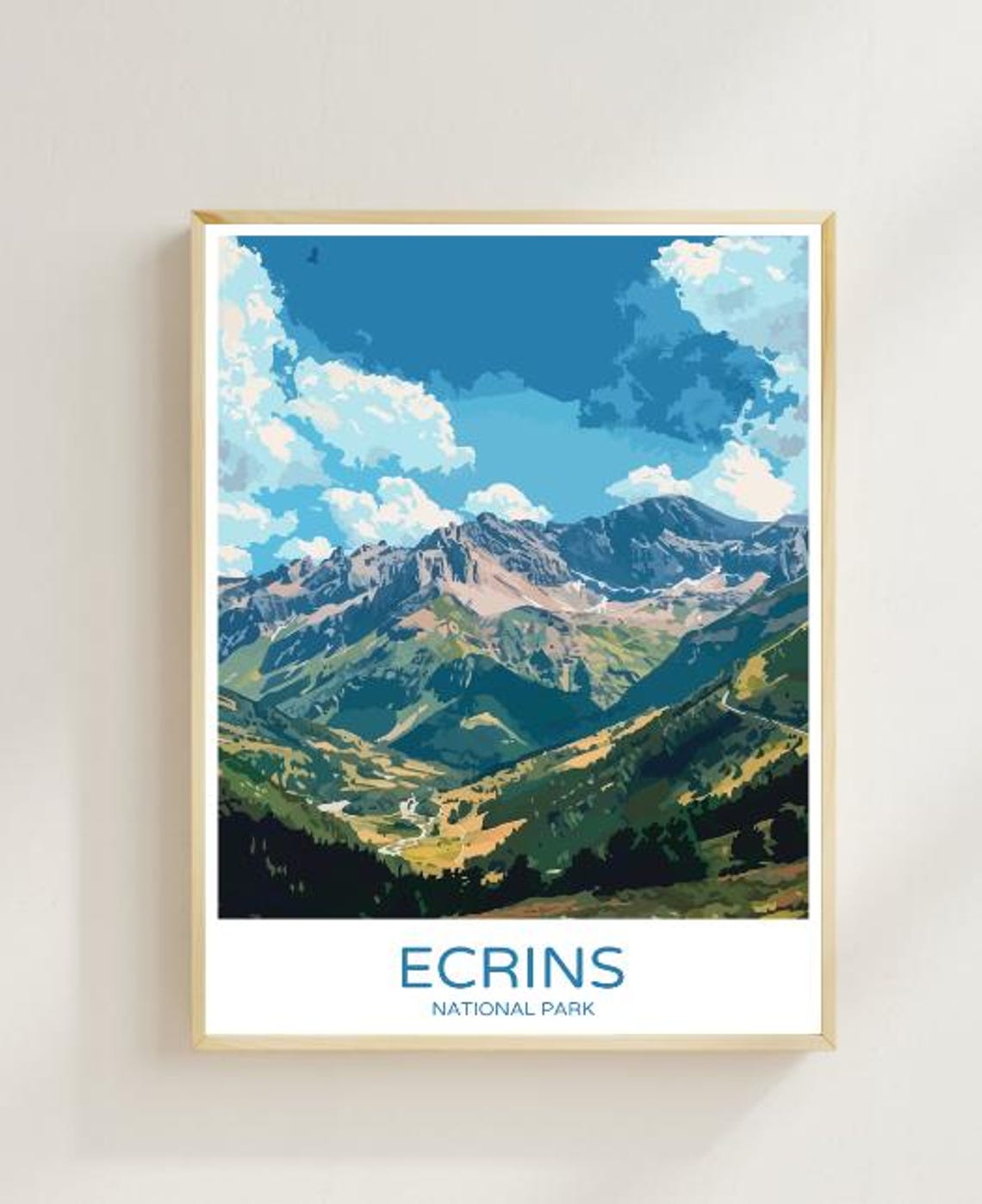 Ecrins National Park Snowy Rocky Peaks Mountain Landscape Poster