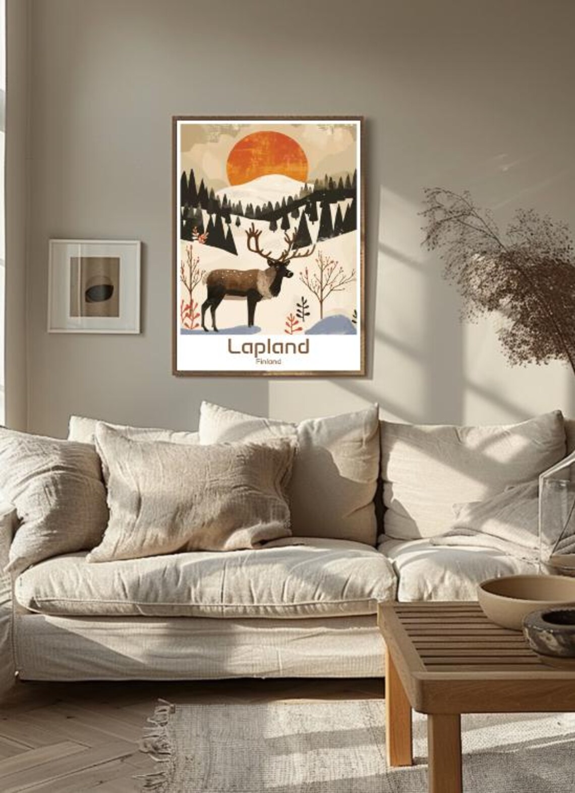 Lapland Finland Reindeer Snowy Arctic Landscape Winter Travel Poster - Image 3
