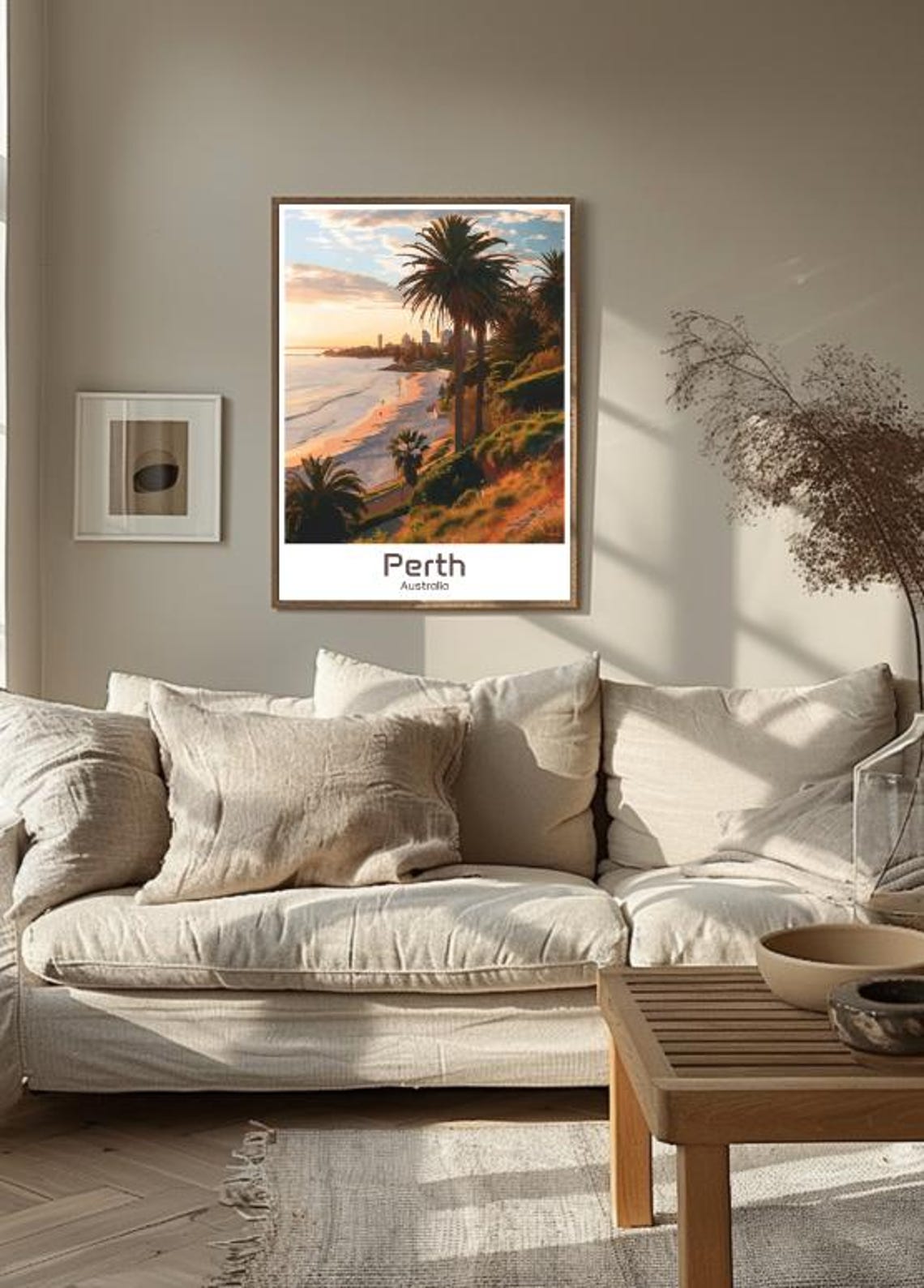 Perth Australia Sunset Poster Palm Beach Coastline City Skyline Art - Image 3