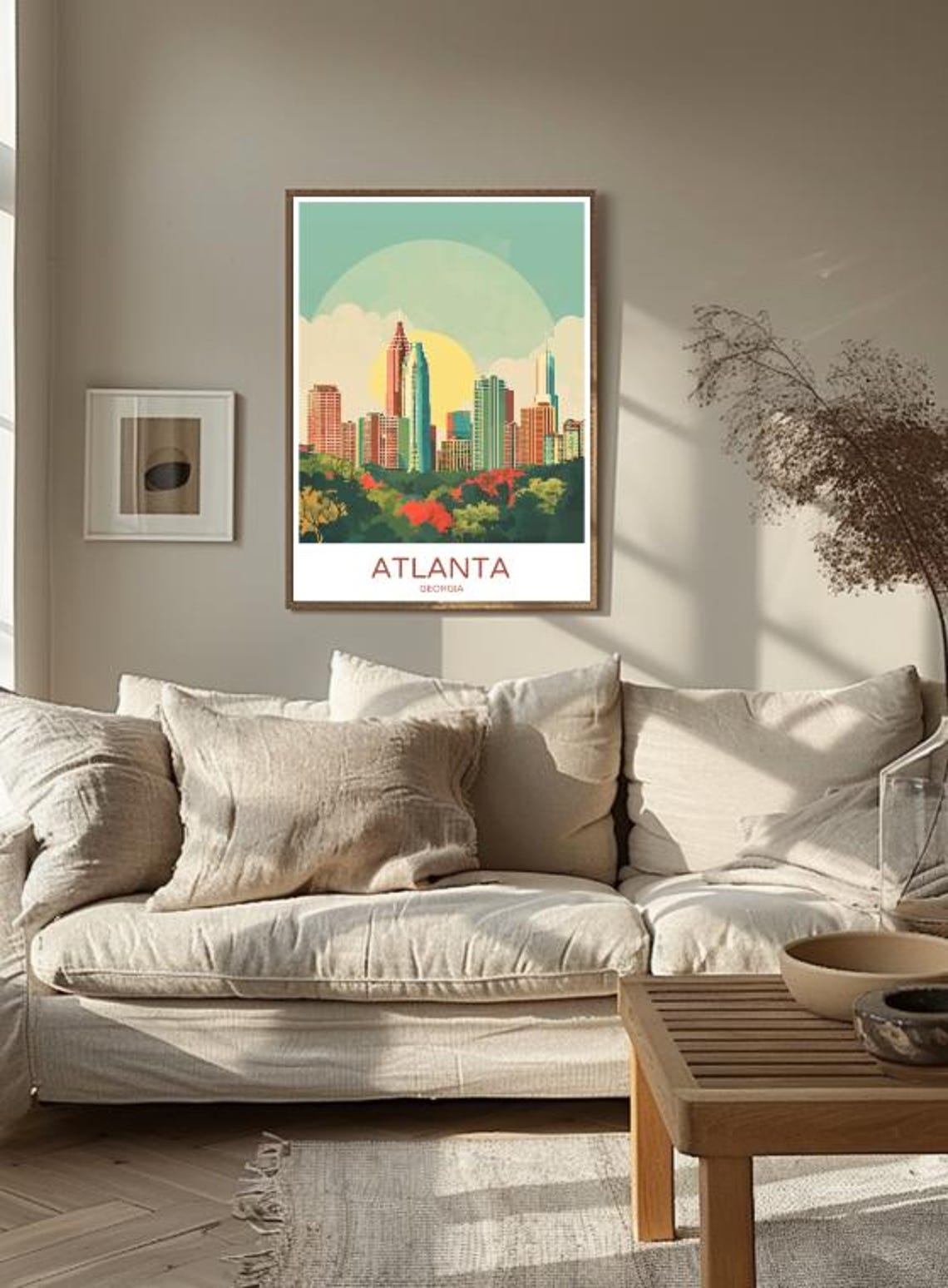 Atlanta Georgia Downtown Skyline at Sunset Retro Travel Poster - Image 3