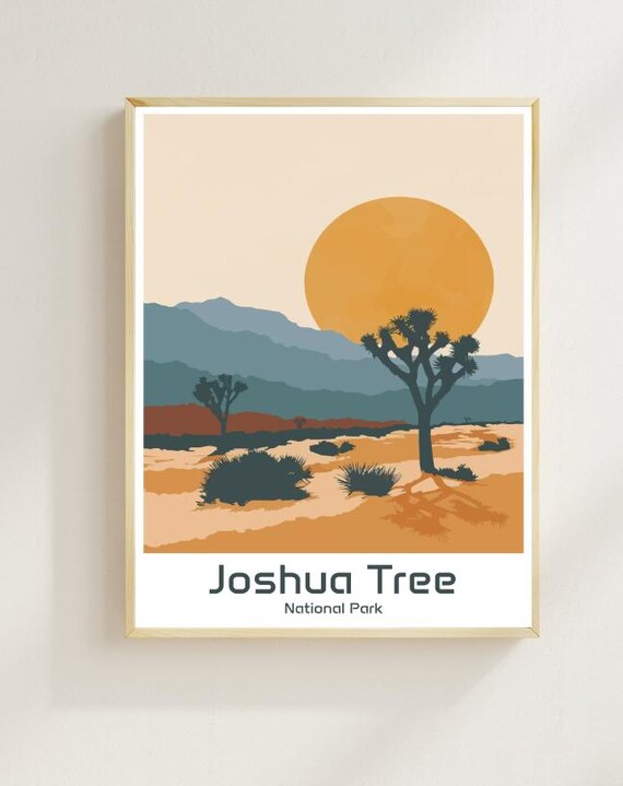 Joshua Tree National Park Desert Sunset Silhouette Travel Poster