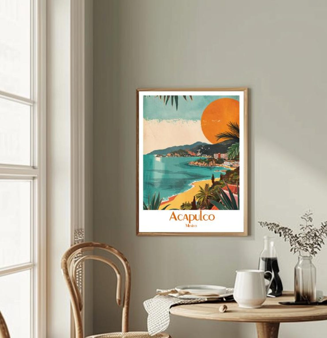 Acapulco Mexico Sunset Bay Beach Tropical Retro Travel Poster - Image 2