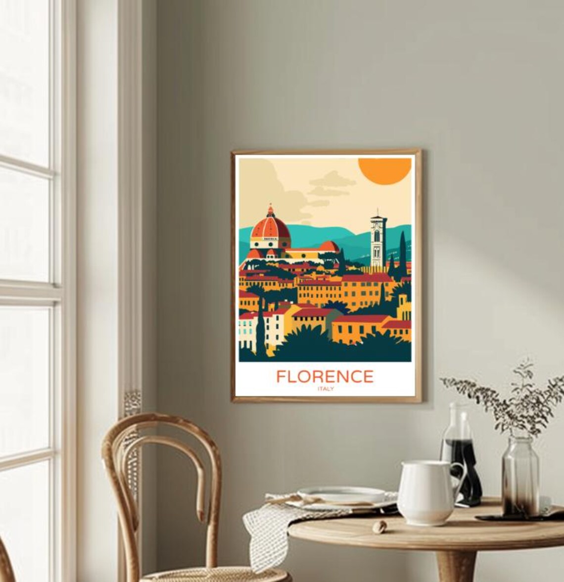 Florence Italy Duomo Travel Poster Tuscan Cityscape Sunset Skyline Decor - Image 2