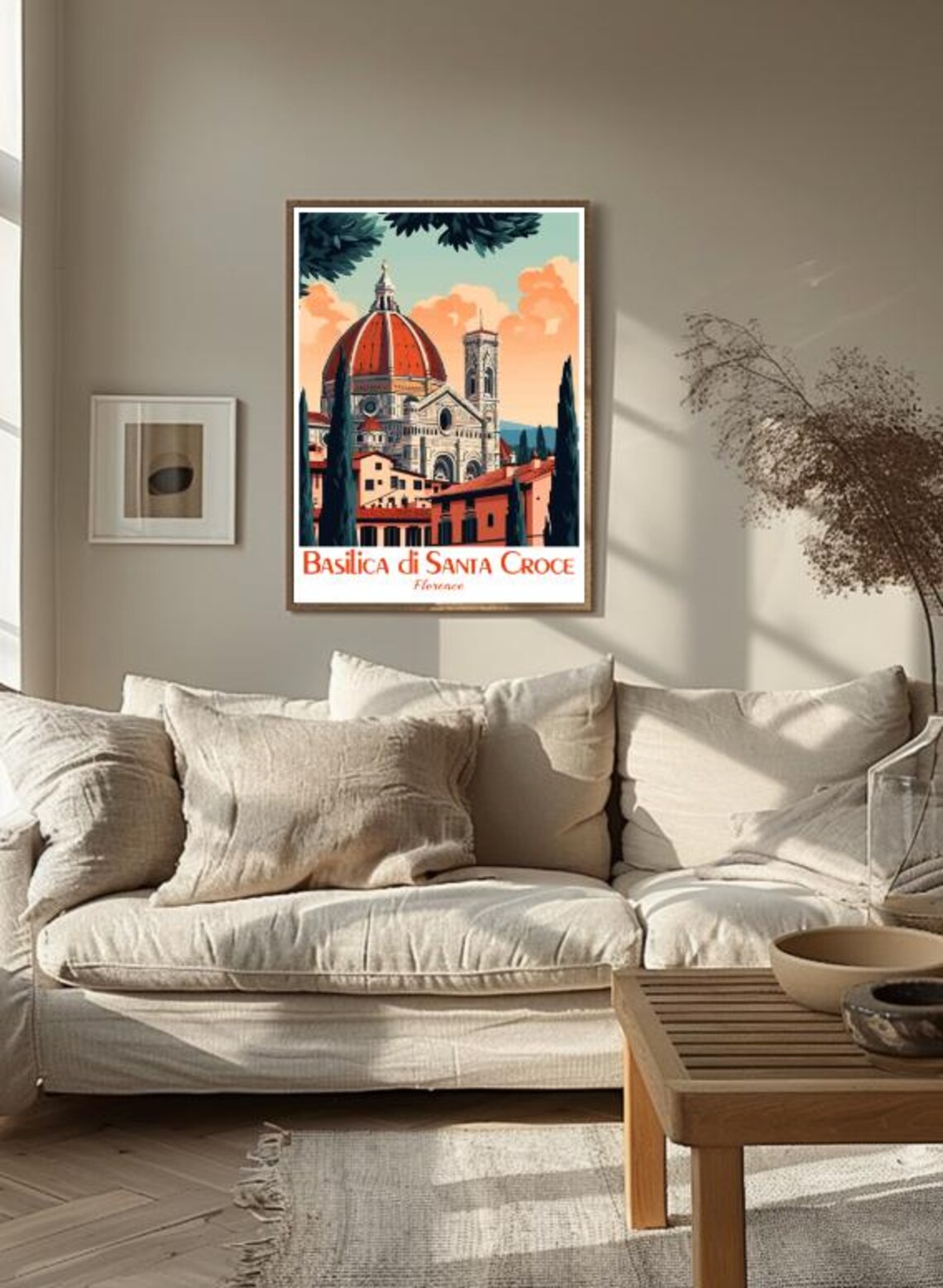 Basilica Di Santa Croce Florence Italy Domed Church Vintage Poster - Image 3