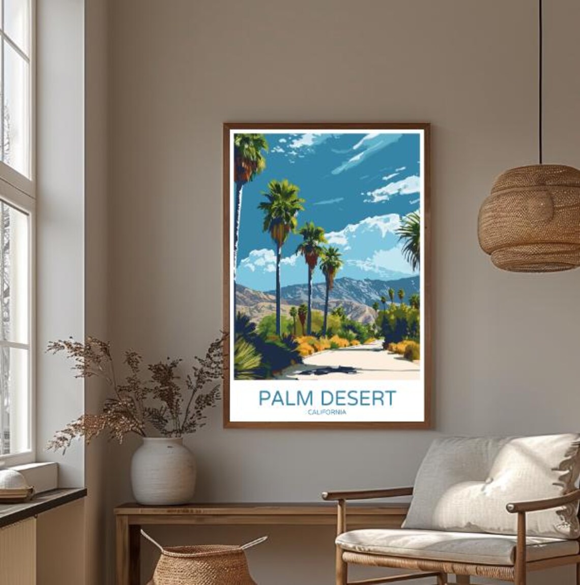 Palm Desert California Travel Poster Scenic Wall Art Of Desert Landscape And Palm Trees Nature Print Southwest Decor Travel Gift - Image 3